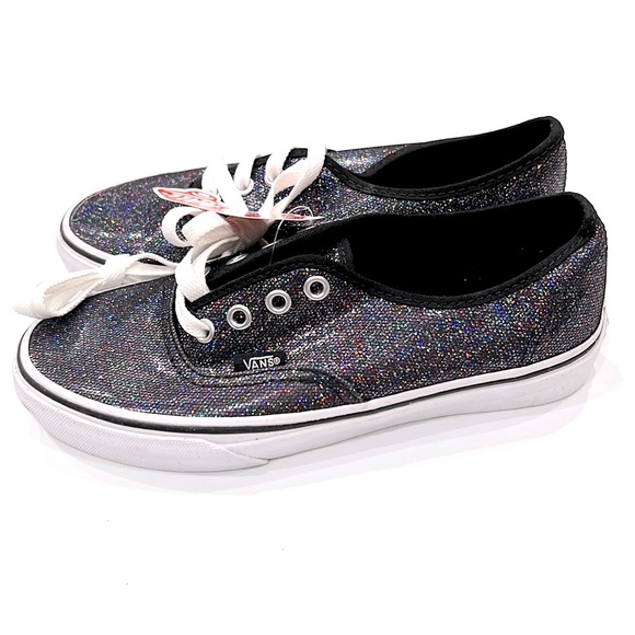Vans Classics Black Iridescent Glitter Lace Up Sneakers NWT - Picture 8 of 9